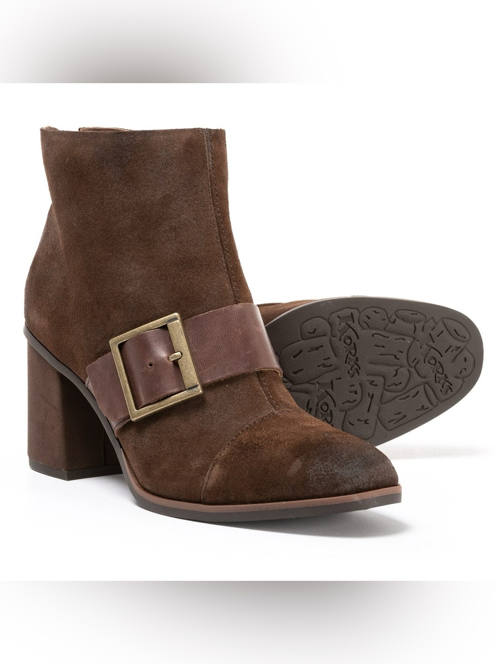 Korks Kork-Ease Denoon Buckle Ankle Heel Boots Women 9M Brown Leather